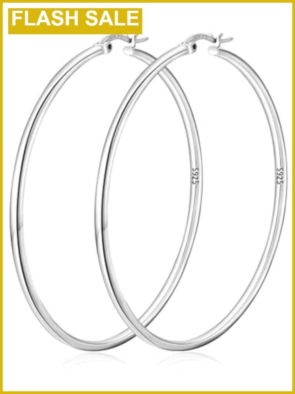 2mm Thin 14K Gold Plated Large S925 Sterling Silver Hoop Earrings Women